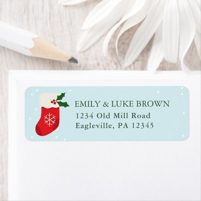 Christmas Stocking Personalised Return Address Label (Insitu)