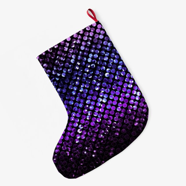 Christmas Stocking Purple Crystal Bling Strass (Back (Hanging))