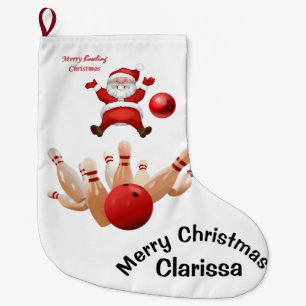 Christmas Stocking, Santa Bowling Large Christmas Stocking