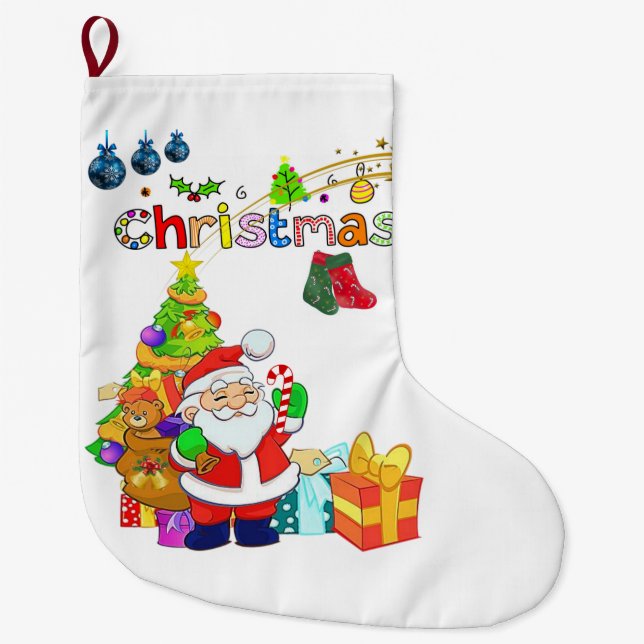 Christmas Stocking, Santa Large Christmas Stocking (Front)