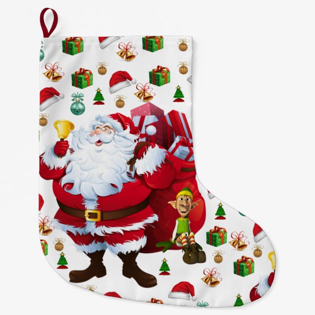 Christmas Stocking, Santa Large Christmas Stocking (Front)