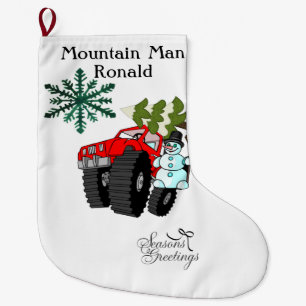 Christmas Stocking, Seasons' Greetings Snowman  Large Christmas Stocking