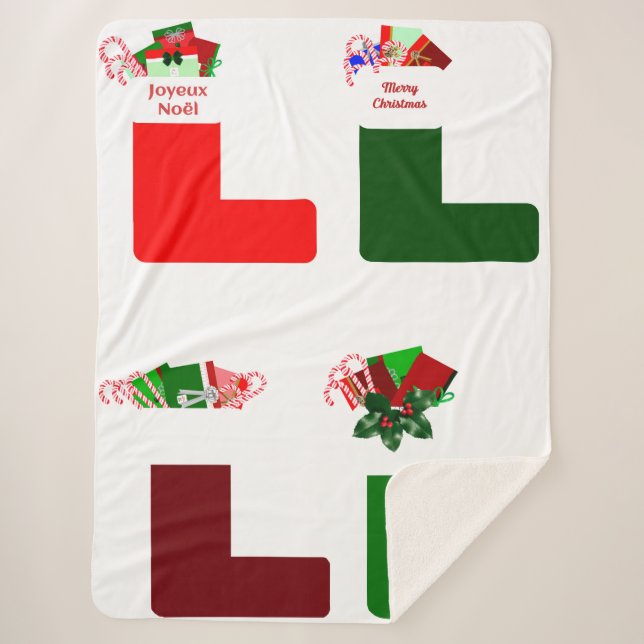 Christmas Stocking Sherpa Blanket (Front)