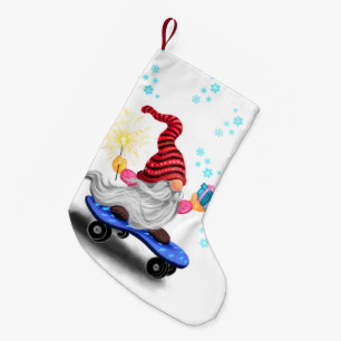 Christmas Stocking Skater Gnome with Gift