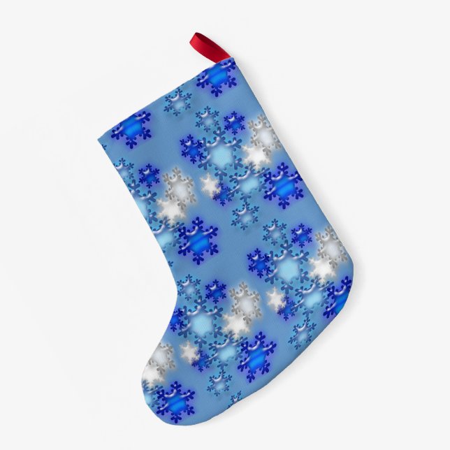 Christmas Stocking - Snowflakes on Blue (Back (Hanging))
