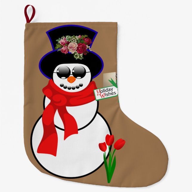 Christmas Stocking, Snowman Iphone Large Christmas Stocking (Front)