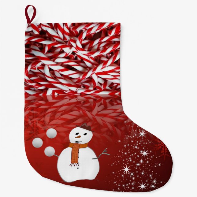 Christmas Stocking, Snowman Large Christmas Stocking (Front)