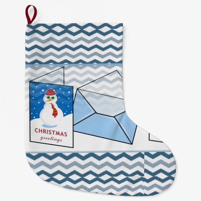 Christmas Stocking, Snowman Large Christmas Stocking (Front)