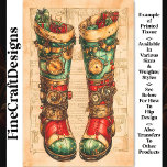 Christmas Stocking Steampunk Vibe BL3 Decoupage Tissue Paper<br><div class="desc">🖤 Christmas Stocking Steampunk Vibe Decoupage Tissue Paper. Add a touch of steampunk cheer to your holiday projects with this quirky Santa “boot stocking” tissue paper! These vibrant, gear-adorned “boot stockings”, filled with wrapped gifts, are perfect for adding character to any decoupage or mixed media project. With their unique clock...</div>