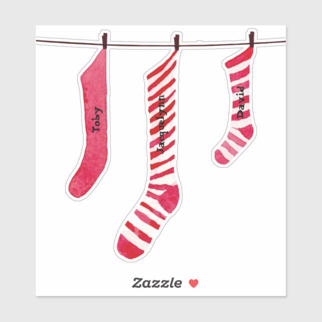 Christmas Stocking Sticker with Names (Sheet)