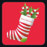 Christmas Stocking Stickers<br><div class="desc">Holiday sticker shown with a festive Christmas stocking print.  
Customise or buy as is.</div>