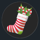 Christmas Stocking Stickers<br><div class="desc">Holiday sticker shown with a festive Christmas stocking print.  
Customise or buy as is.</div>