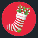 Christmas Stocking Stickers<br><div class="desc">Holiday sticker shown with a festive Christmas stocking print.  
Customise or buy as is.</div>