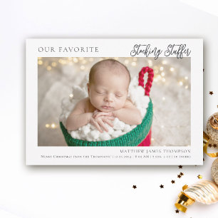 Christmas Stocking Stuffer Modern Funny Photo Baby Announcement
