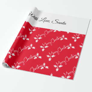 Christmas Stocking Style Modern Red Add Name Wrapping Paper