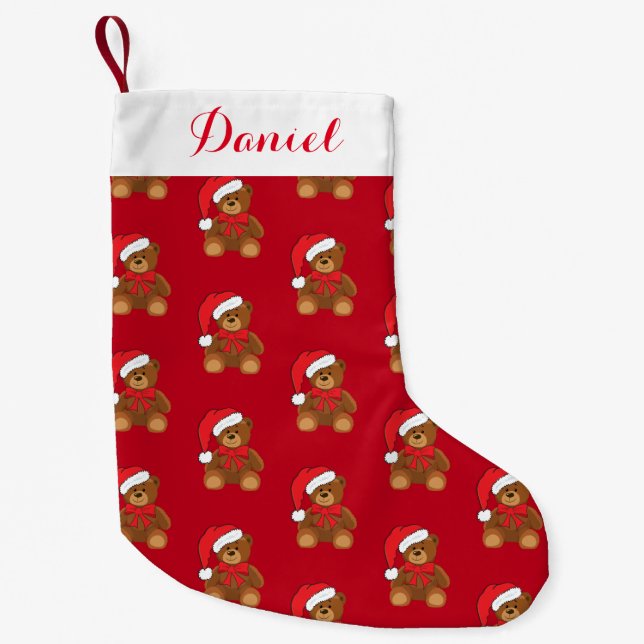 Christmas Stocking-Teddy Bear Small Christmas Stocking (Front)
