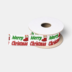 Christmas Stocking typography Satin Ribbon