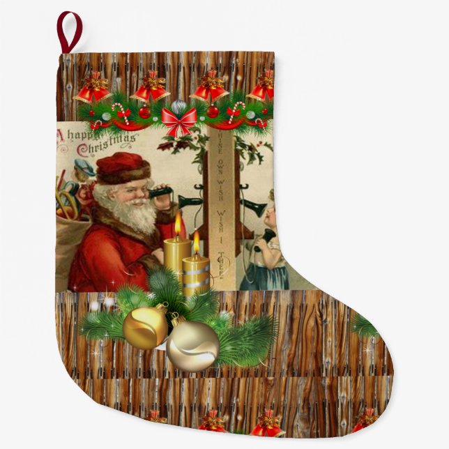 Christmas Stocking, Vintage Large Christmas Stocking (Front)