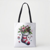 Christmas Stocking with Gifts and Candy Canes