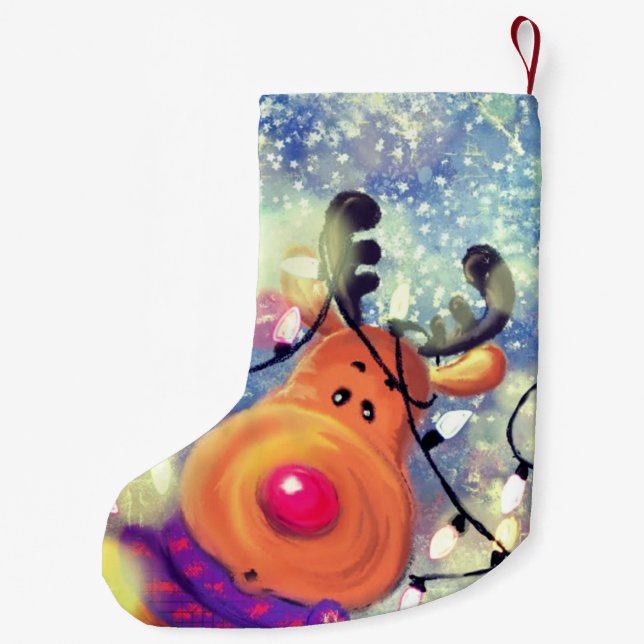  Christmas Stocking with Happy Reindeer (Back)