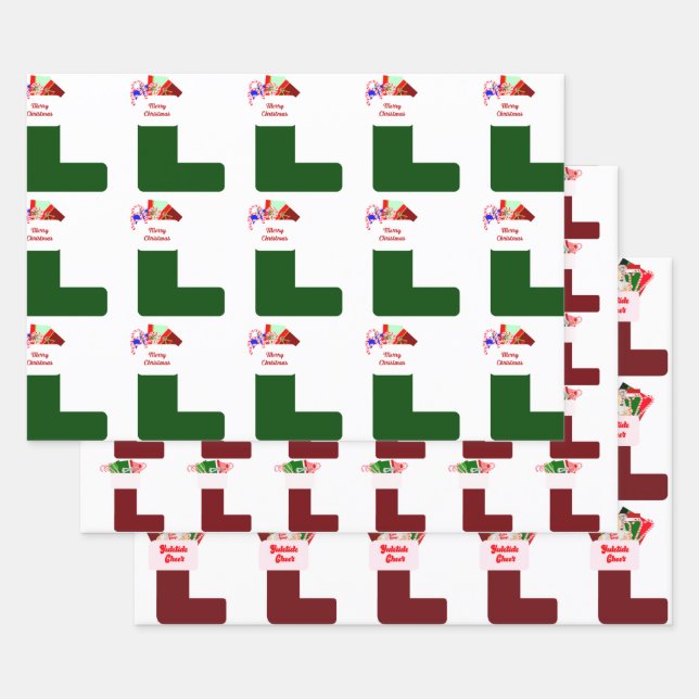 Christmas Stocking Wrapping Paper Sheets Set of 3 (Set)