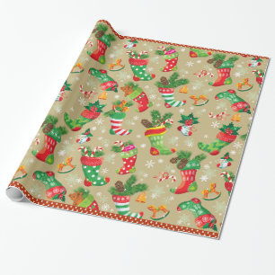 Christmas Stockings and Toys Wrapping Paper