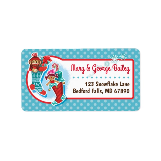 Christmas Stockings Christmas Card Address Labels (Front)