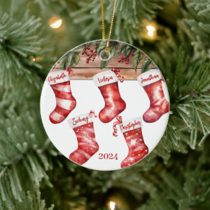 Christmas Stockings Family Photo Ceramic Ornament