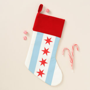 Christmas Stockings Flag of Chicago, Illinois, USA
