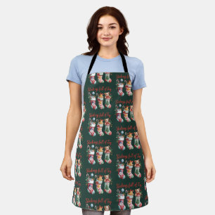 Christmas Stockings Full Of Joy Holiday Preppy Apron