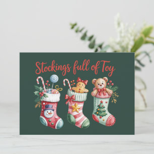 Christmas Stockings Full Of Joy Holiday Preppy  Card