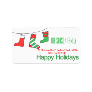 Christmas stockings  Happy Holidays address label