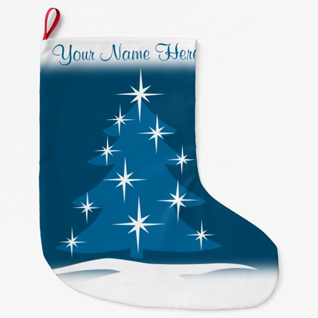 Christmas Stockings Personalised Blue Christmas (Front)