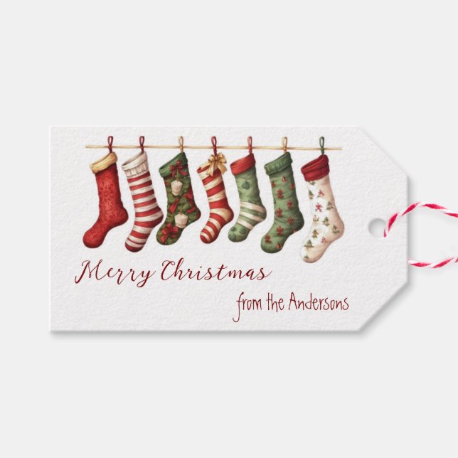 Christmas Stockings Personalized Gift Tags (Front (Horizontal))