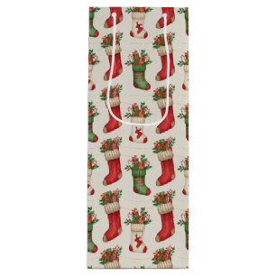 Christmas Stockings Seamless Pattern Wine Gift Bag
