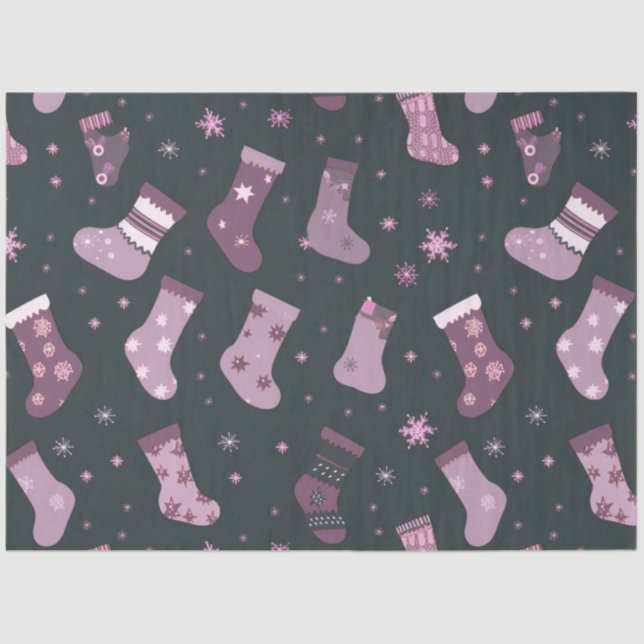 Christmas Stockings, Snowflakes & Stars Christmas Tissue Paper (Front)
