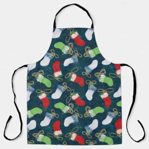 Christmas stockings, watercolor seamless pattern. apron