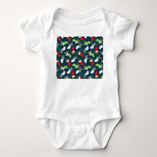 Christmas stockings, watercolor seamless pattern. baby bodysuit