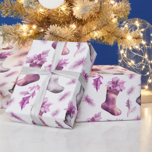 Christmas Stockings Winter Berries Christmas Wrapping Paper