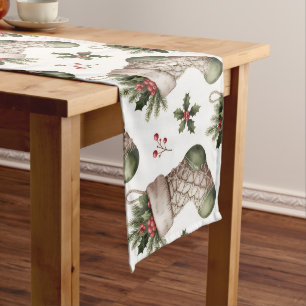 Christmas Stockings Winter Berries Medium Table Runner