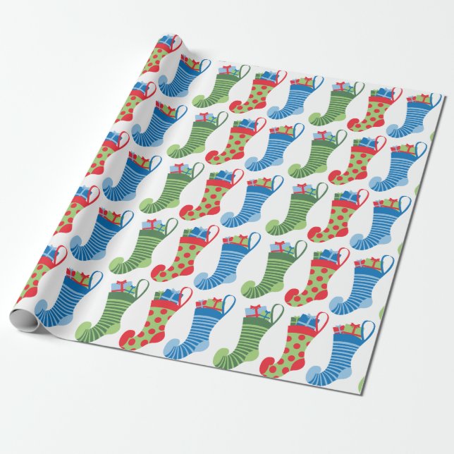 Christmas Stockings Wrapping Paper (Unrolled)