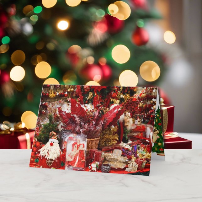 Christmas Store Display Santa in Red Holiday Card (Creator Uploaded)