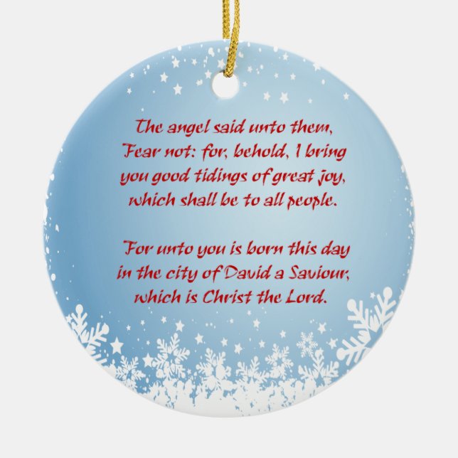 Christmas Story Luke 2 Christian Customisable Ceramic Ornament (Front)