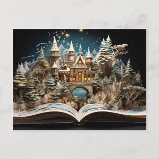 Christmas Storybook Castle Pop-Up Wonderland Holiday Postcard