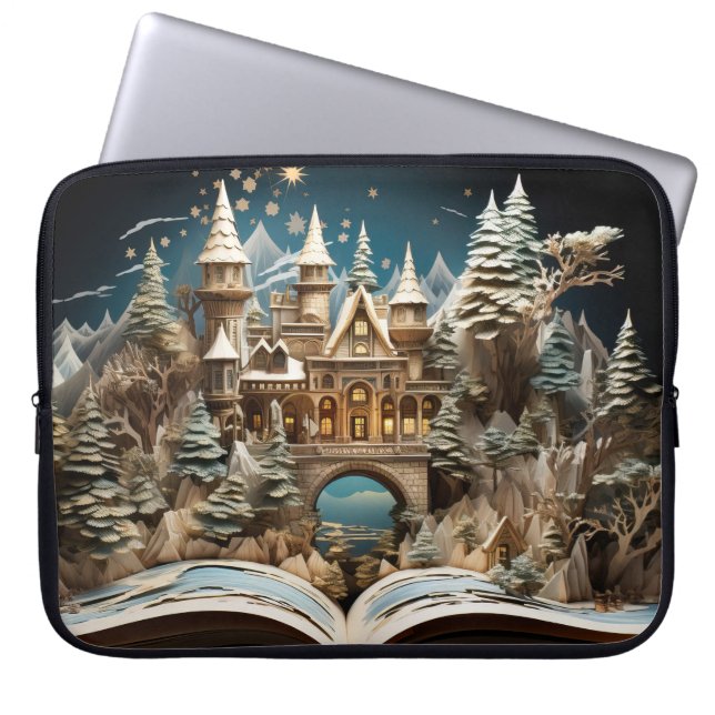 Christmas Storybook Castle Pop-Up Wonderland Laptop Sleeve (Front)