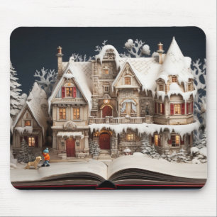 Christmas Storybook Manor With Child & Dog Mouse Pad