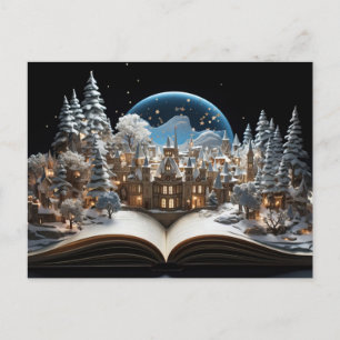 Christmas Storybook Snow-Globe Village Holiday Postcard