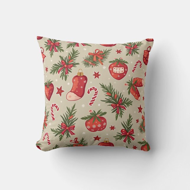 Christmas Strawberry Sock Pillow Cushion (Front)