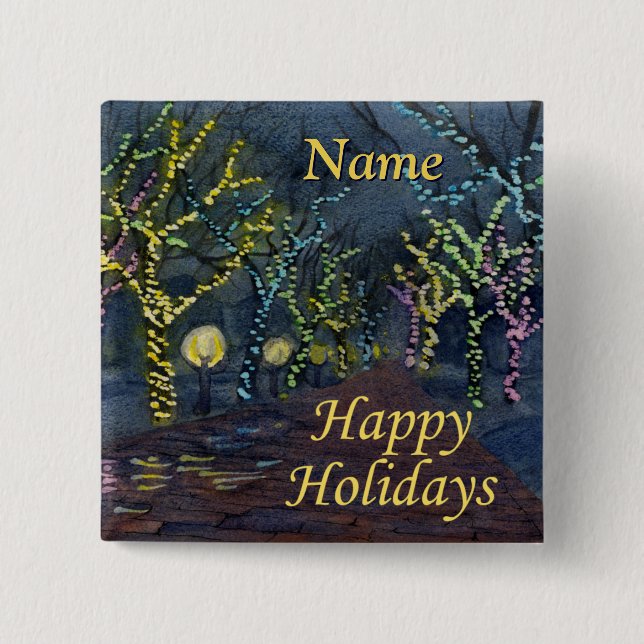 Christmas street 15 cm square badge (Front)