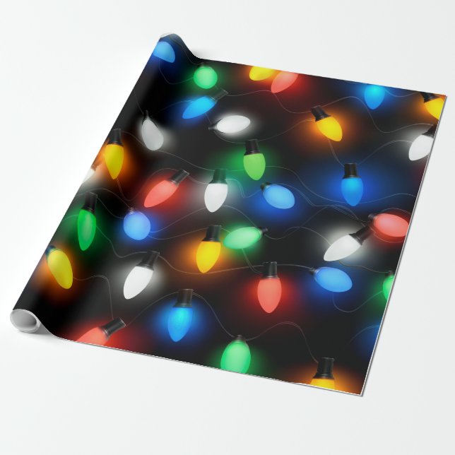 Christmas String Light Bulbs| Bright & Colorful Wrapping Paper (Unrolled)